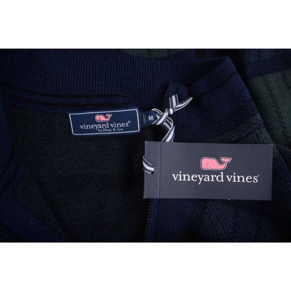 Vineyard Vines Mens Sweater Size M Navy Blue Green Tartan boathouse Plaid NWT - Picture 6 of 6